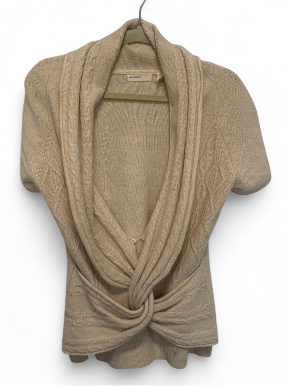 Sleeping on Snow Anthropologie Cozy Cream Cable-Knit Twist Front Sweater